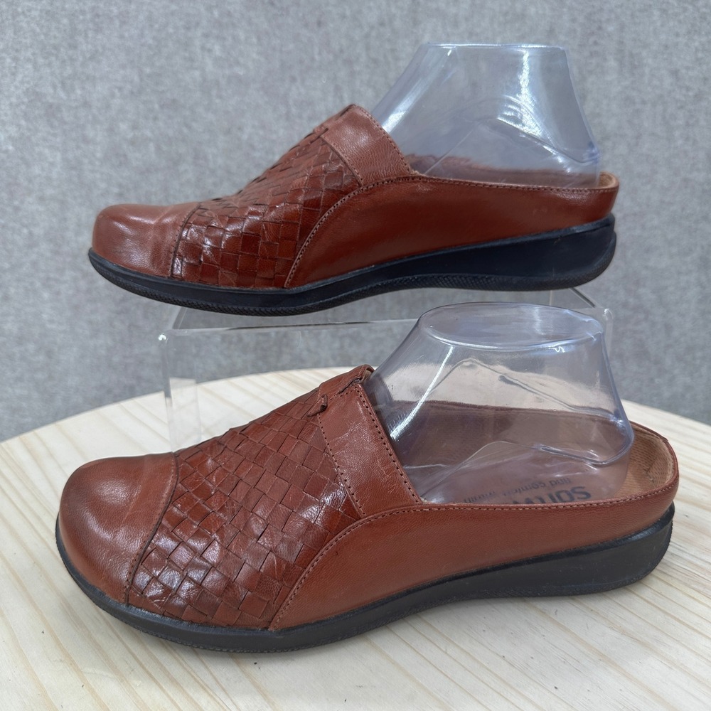 SoftWalk San Marcos II Clogs Womens 9N Brown Woven Leather Mules S1366-245